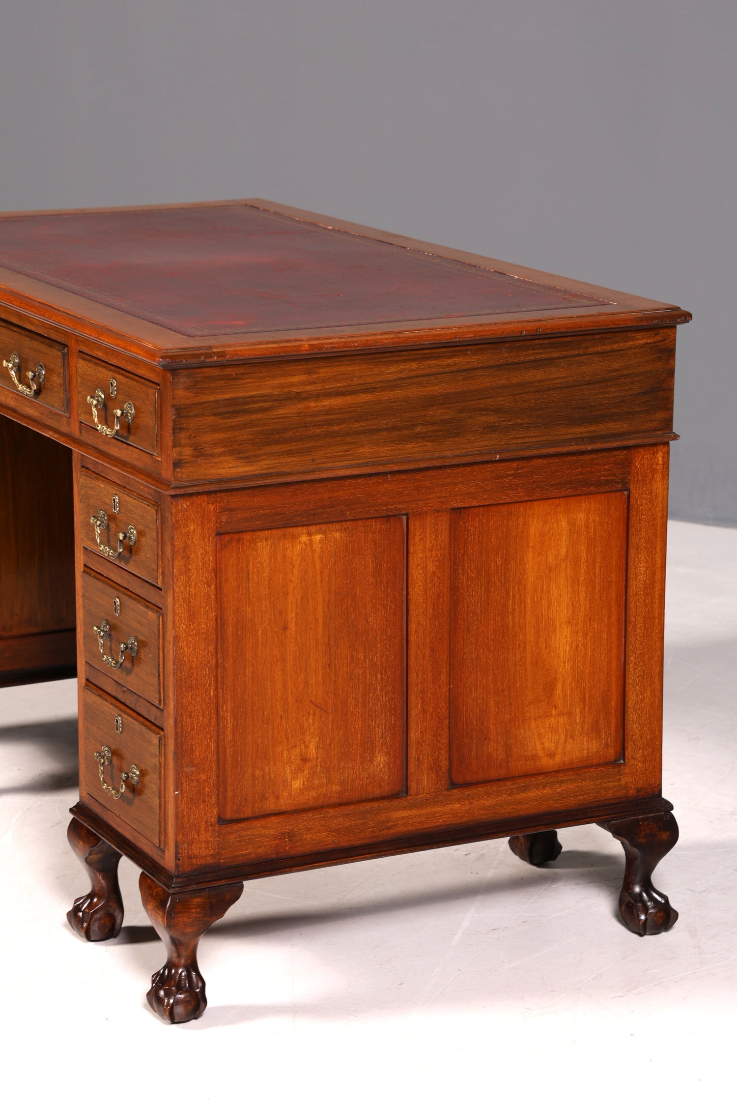 G362 Finish Wunderschöner Englischer Schreibtisch echt Lederauflage Bürotisch Antik Stil Office Desk (Kopie 2)