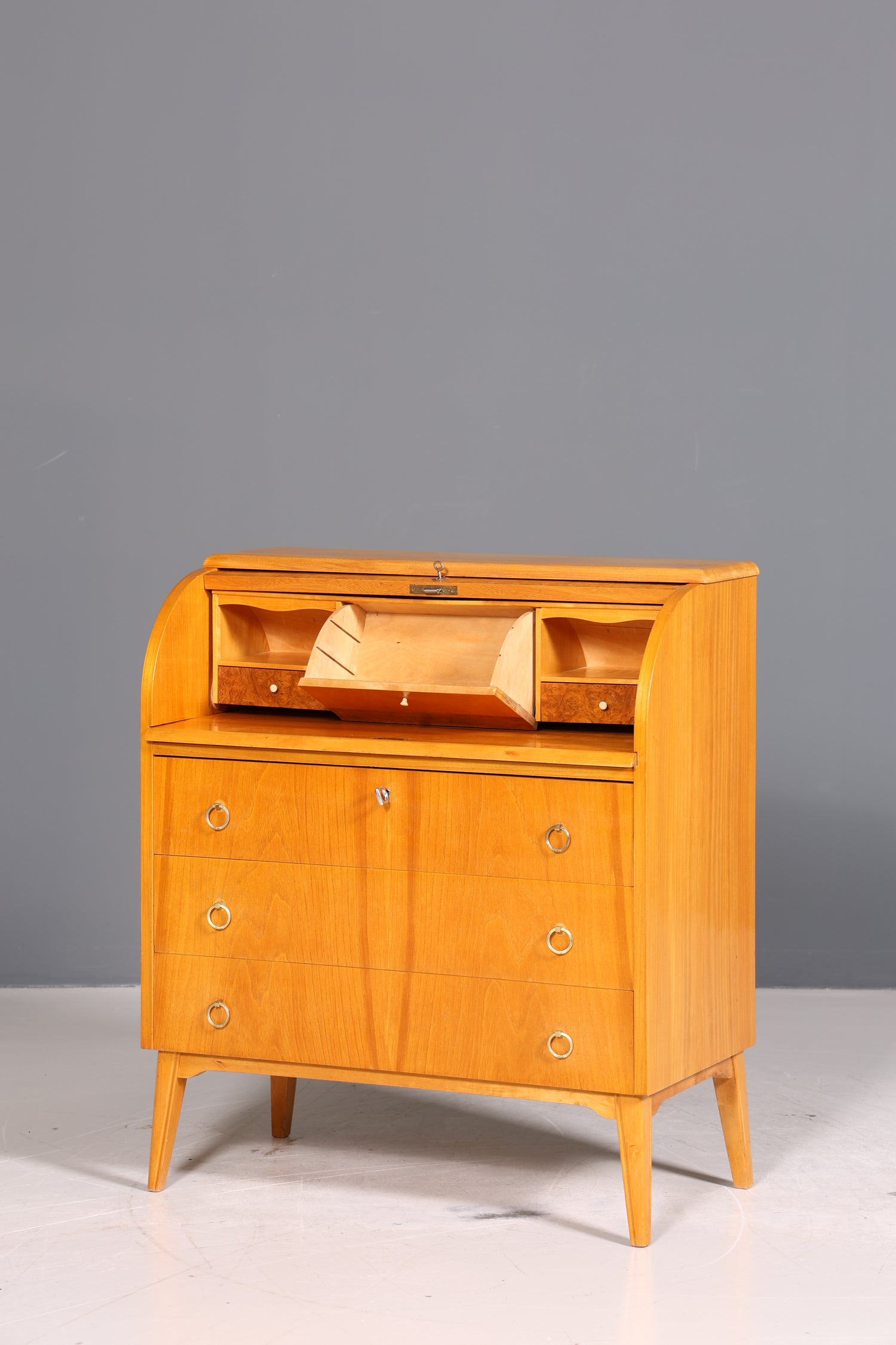 Traumhafter Mid Century Rollladen Sekretär echt Holz Büro Schrank Vintage Schreibkommode