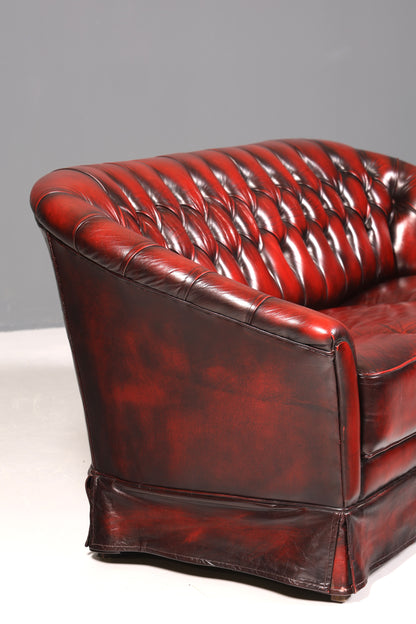 Wunderschönes Original Chesterfield Sofa 3- Sitzer echt Leder Englisch Oxblood Couch