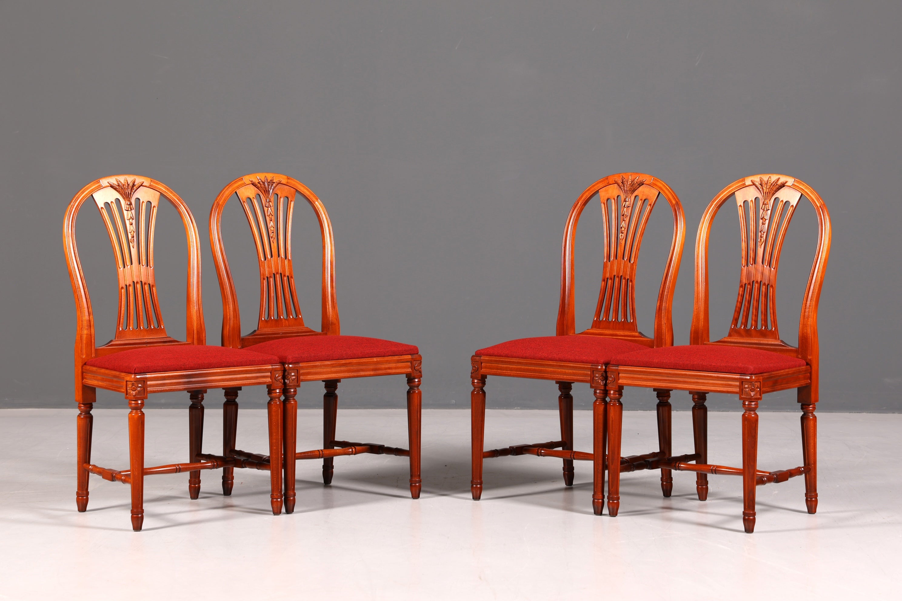 4x Edle Englische Stühle Englisch Dining Chairs Antik 60er Jahre Regency Küchenstühle Stuhlset