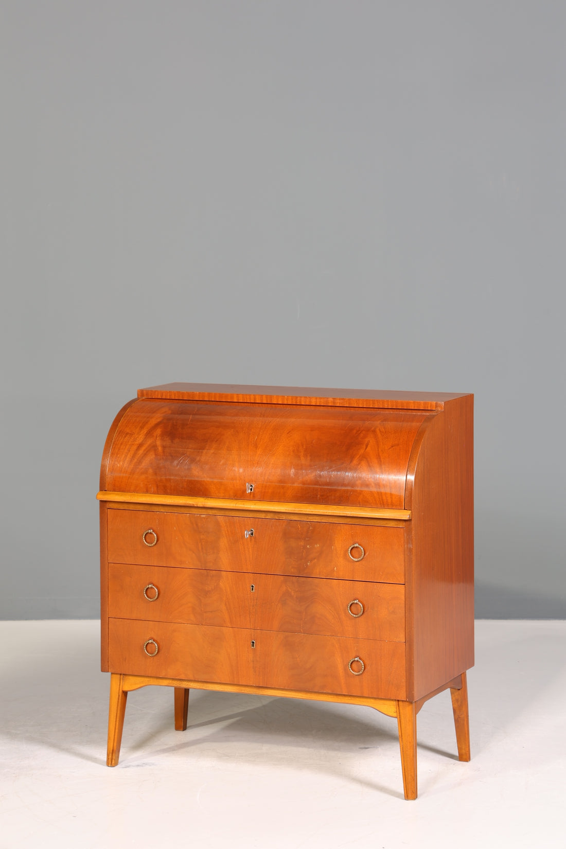 Wunderschöner Mid Century Rollladen Sekretär echt Holz Büro Schrank Vintage Schreibkommode