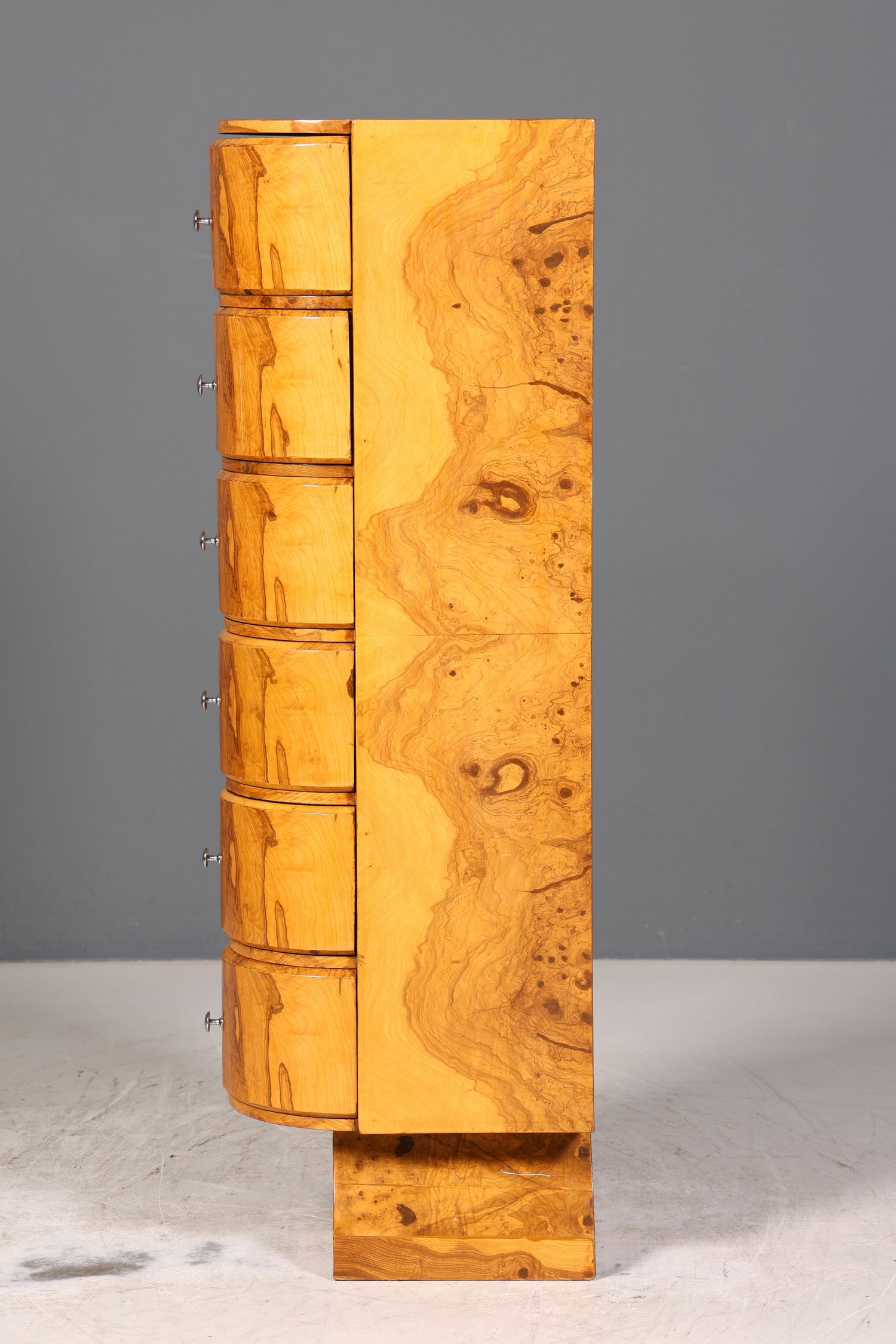 Traumhafte Art Deco Stil Birke Highboard Kommode Vertiko Schubladenkommode