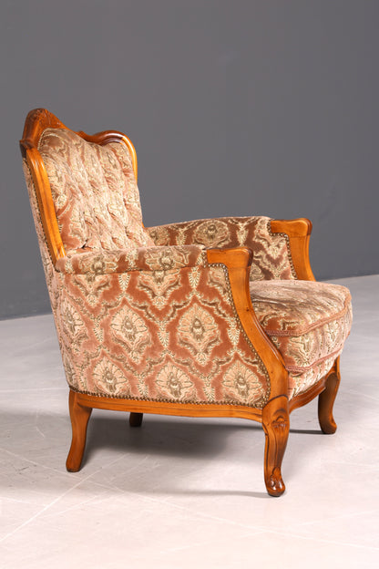 Edler Chippendale Armlehnsessel Barock Stil Sessel Armchair Samt Stoff Sessel 2 von 2