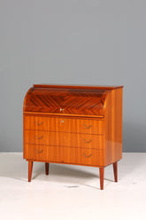 Stilvoller Mid Century Rollladen Sekretär echt Holz Büro Schrank Vintage Schreibkommode