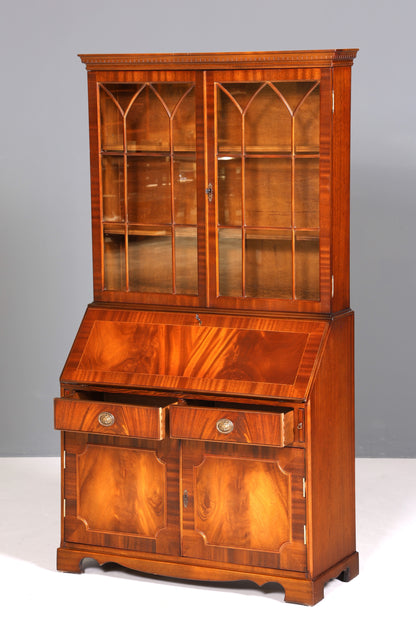 Traumhafter Englischer Sekretär Büro Aufsatzsekretär Antik 60S Vitrinen Schrank UK