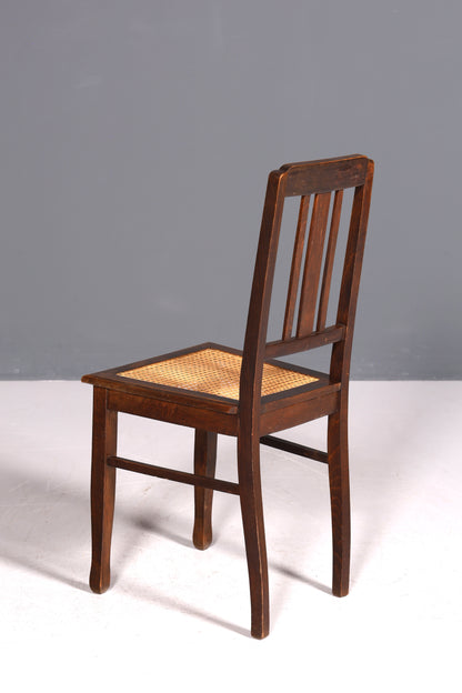 Traumhafter Jugendstil Stuhl Sekretär Stuhl Antik Eiche Korbgeflecht Küchenstuhl um 1900