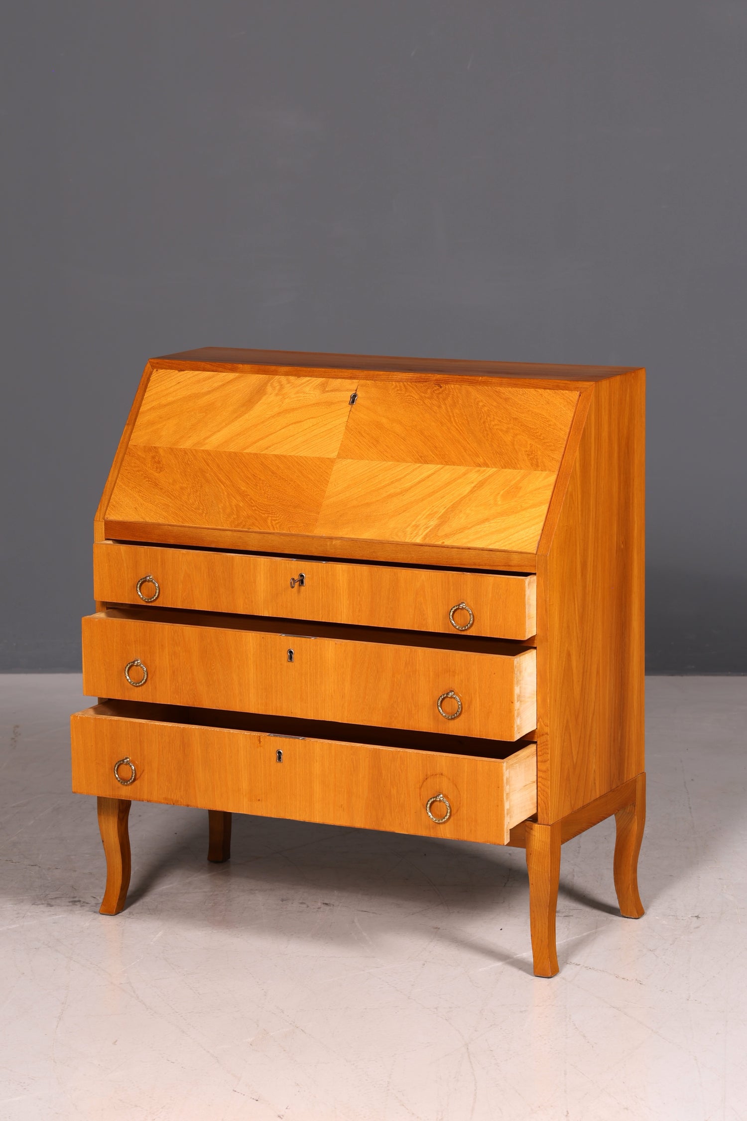 G677 Finish cm Schlichter Mid Century Sekretär Vintage Schreibmöbel echt Holz Kommode Office Secretary (Kopie)