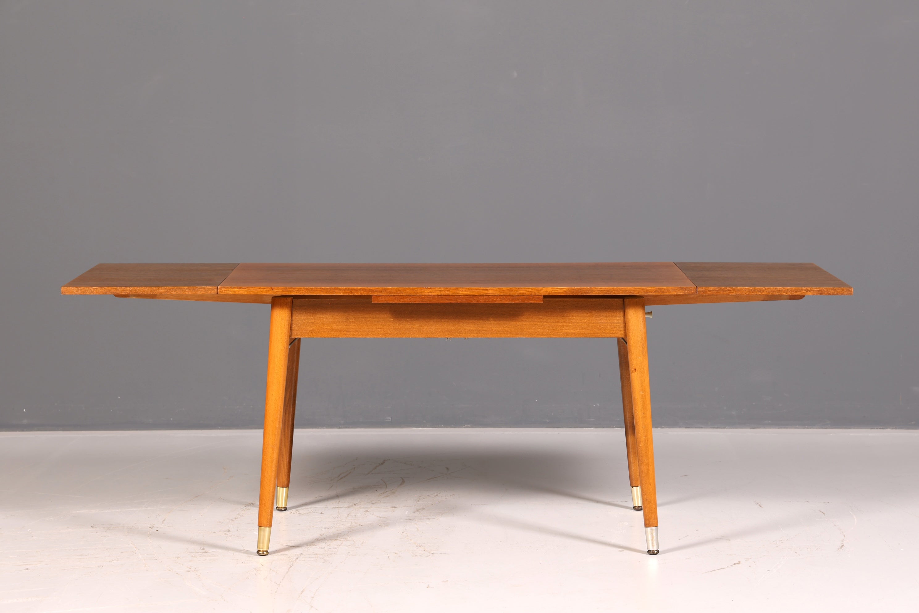 Beautiful mid-century kitchen table, vintage extendable height-adjustable dining table, 1960s wood