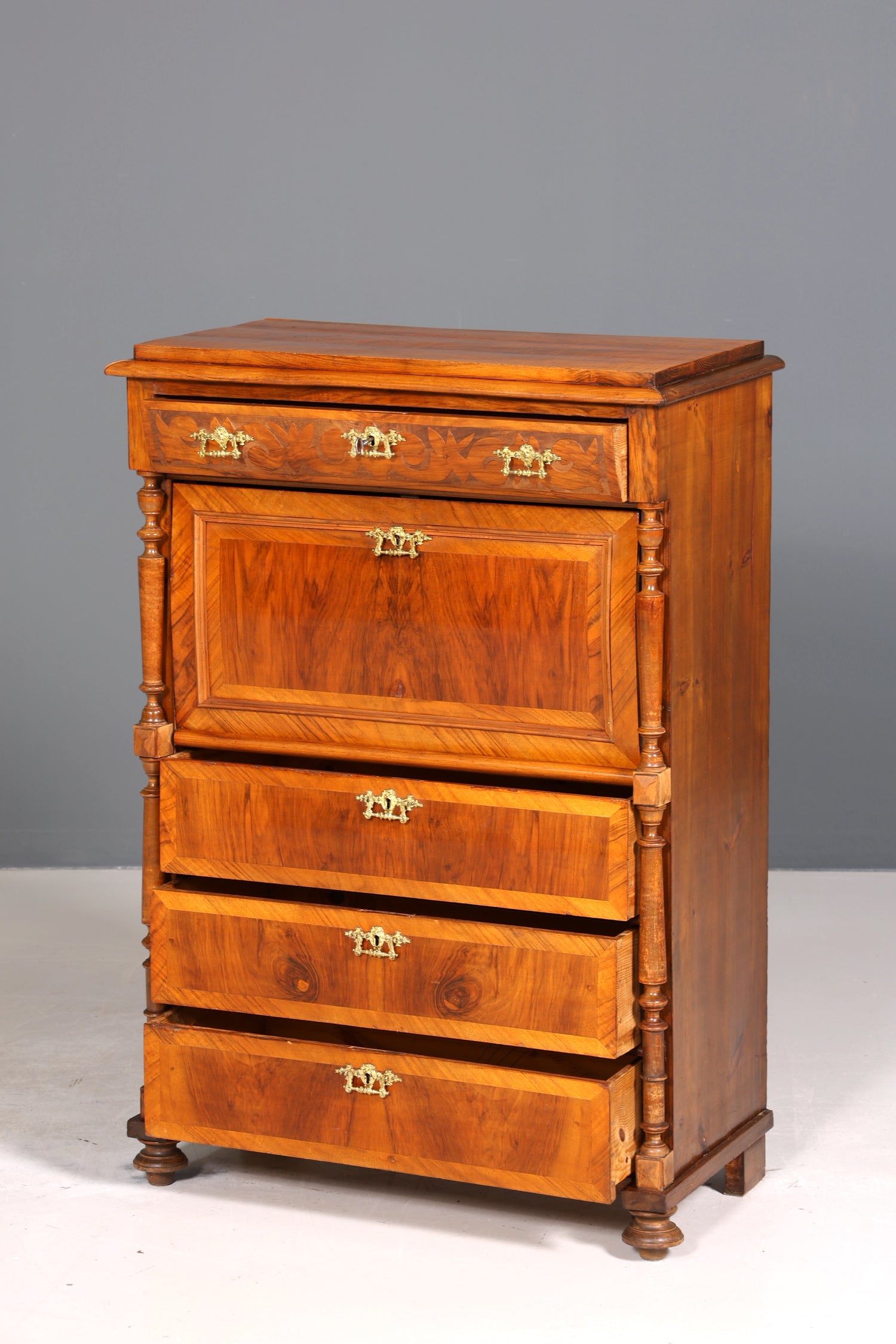 Edler Gründerzeit Sekretär Vertiko Highboard Louis Philippe Kommode um 1880