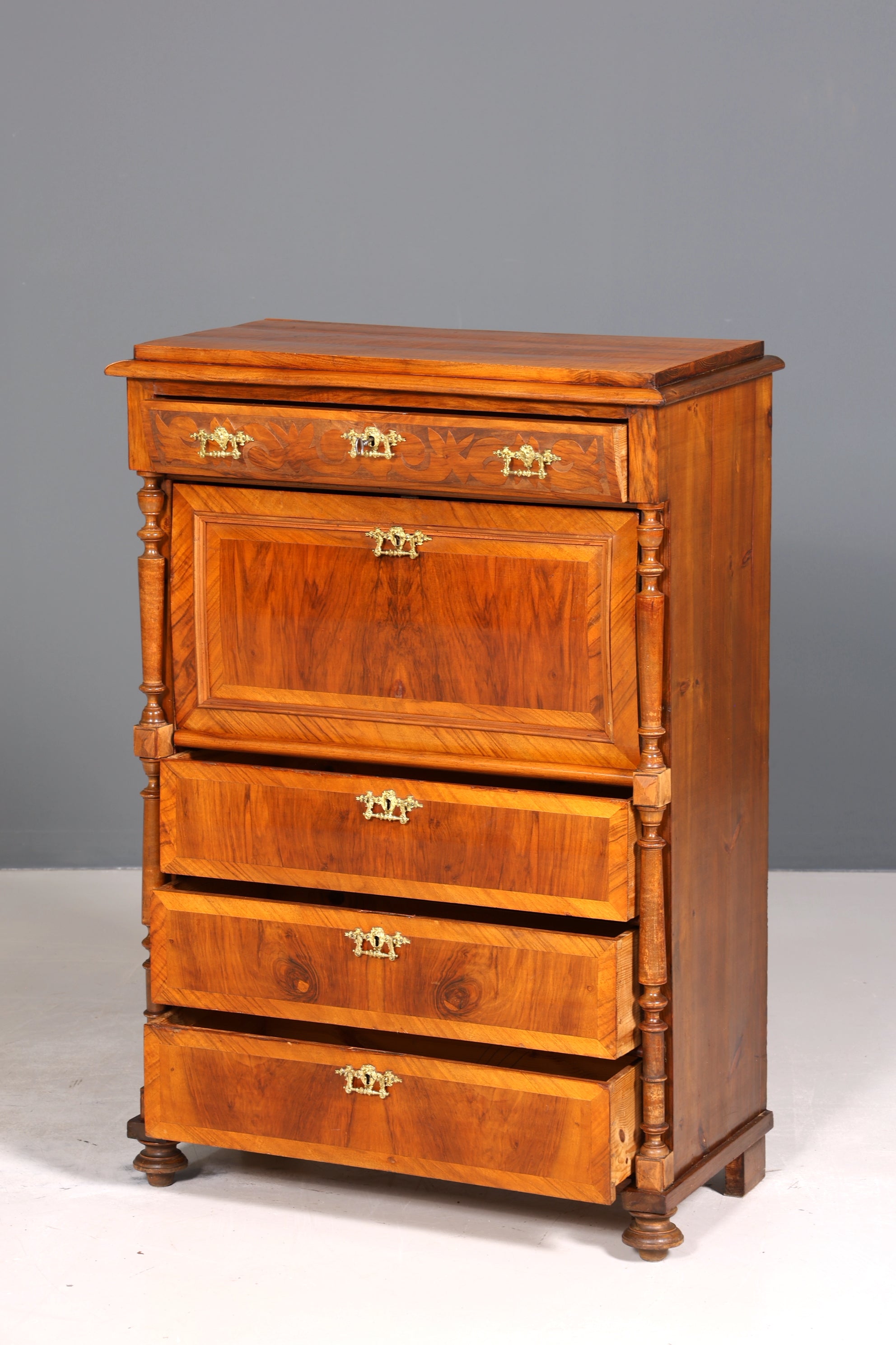 Edler Gründerzeit Sekretär Vertiko Highboard Louis Philippe Kommode um 1880