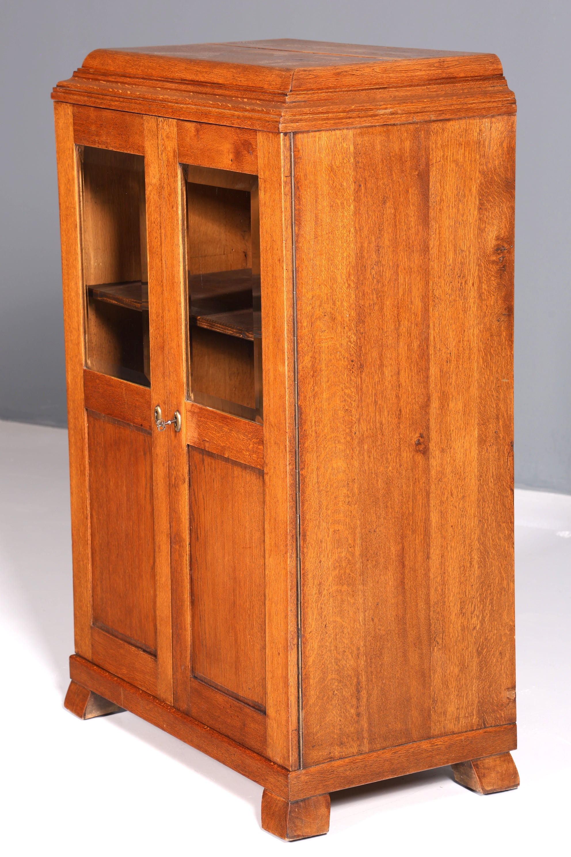 Traumhafte Jugendstil Vitrine Antike Holz Bücherschrank Eiche Antik Schrank Geschirrschrank