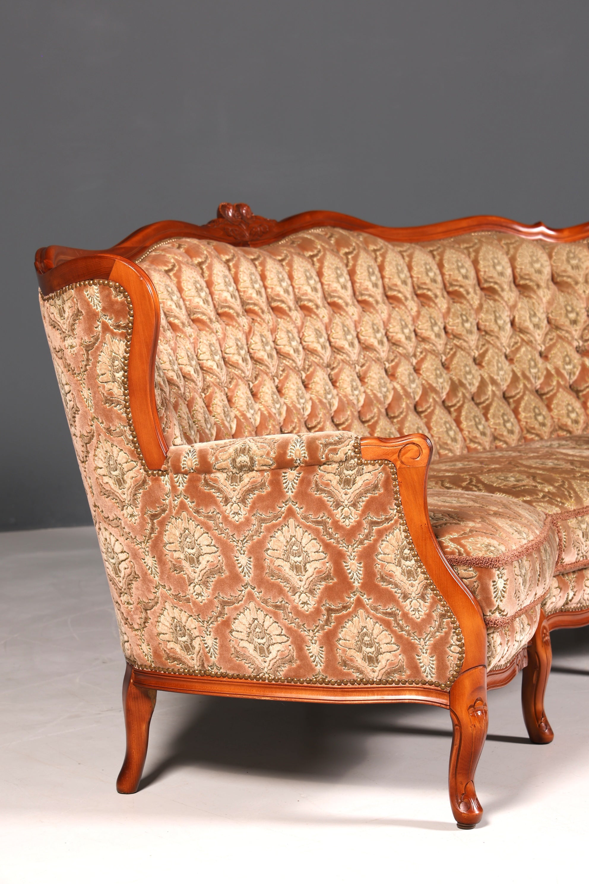 F902 Finish cm Wunderschönes Chippendale Sofa Barock Stil Couch Samt Stoff 3 Sitzer