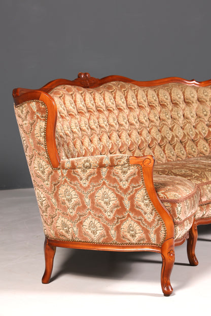 F902 Finish cm Wunderschönes Chippendale Sofa Barock Stil Couch Samt Stoff 3 Sitzer