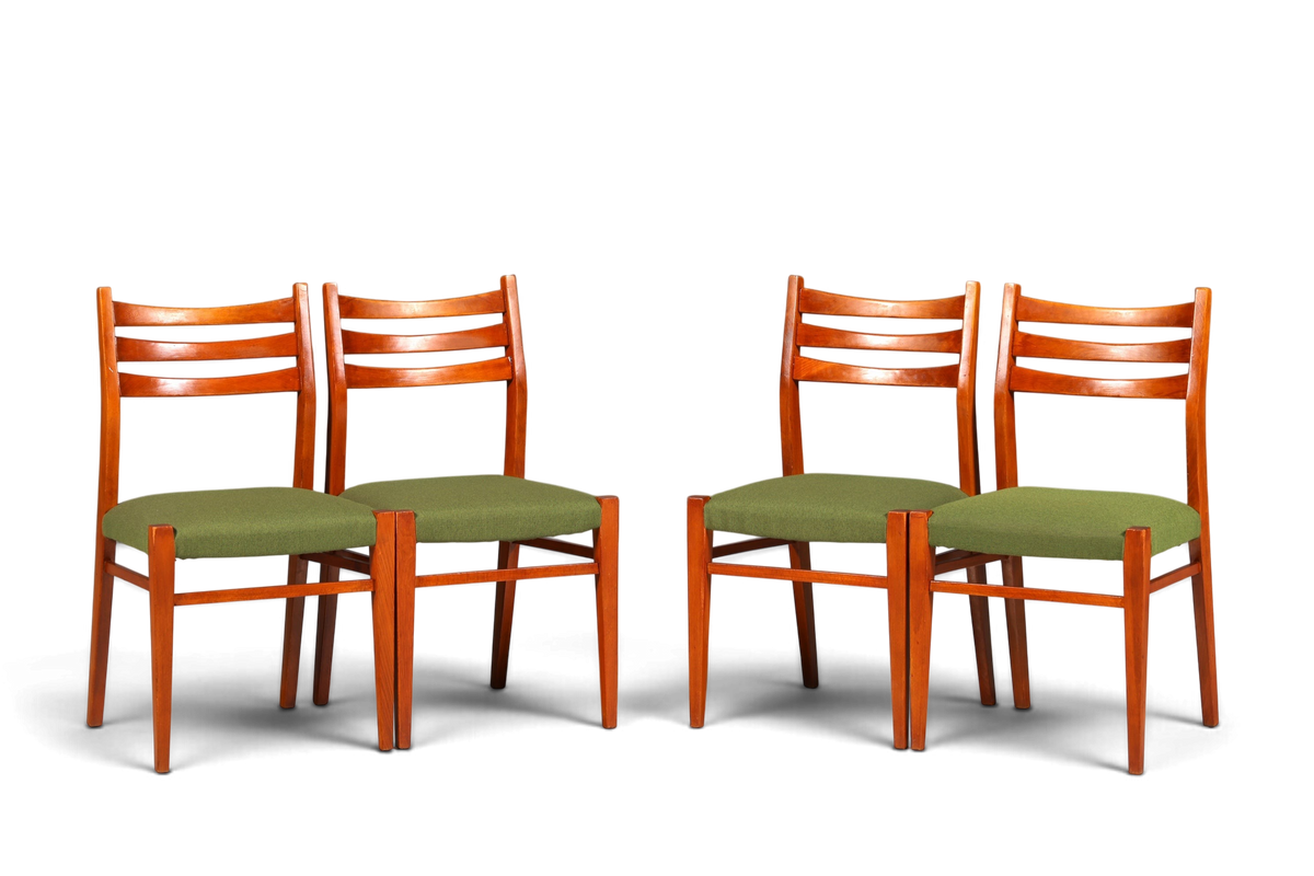 4x Mid Century Teak Holz Stühle Made in Denmark Retro Stuhlset Danish Design Vintage Küchenstühle
