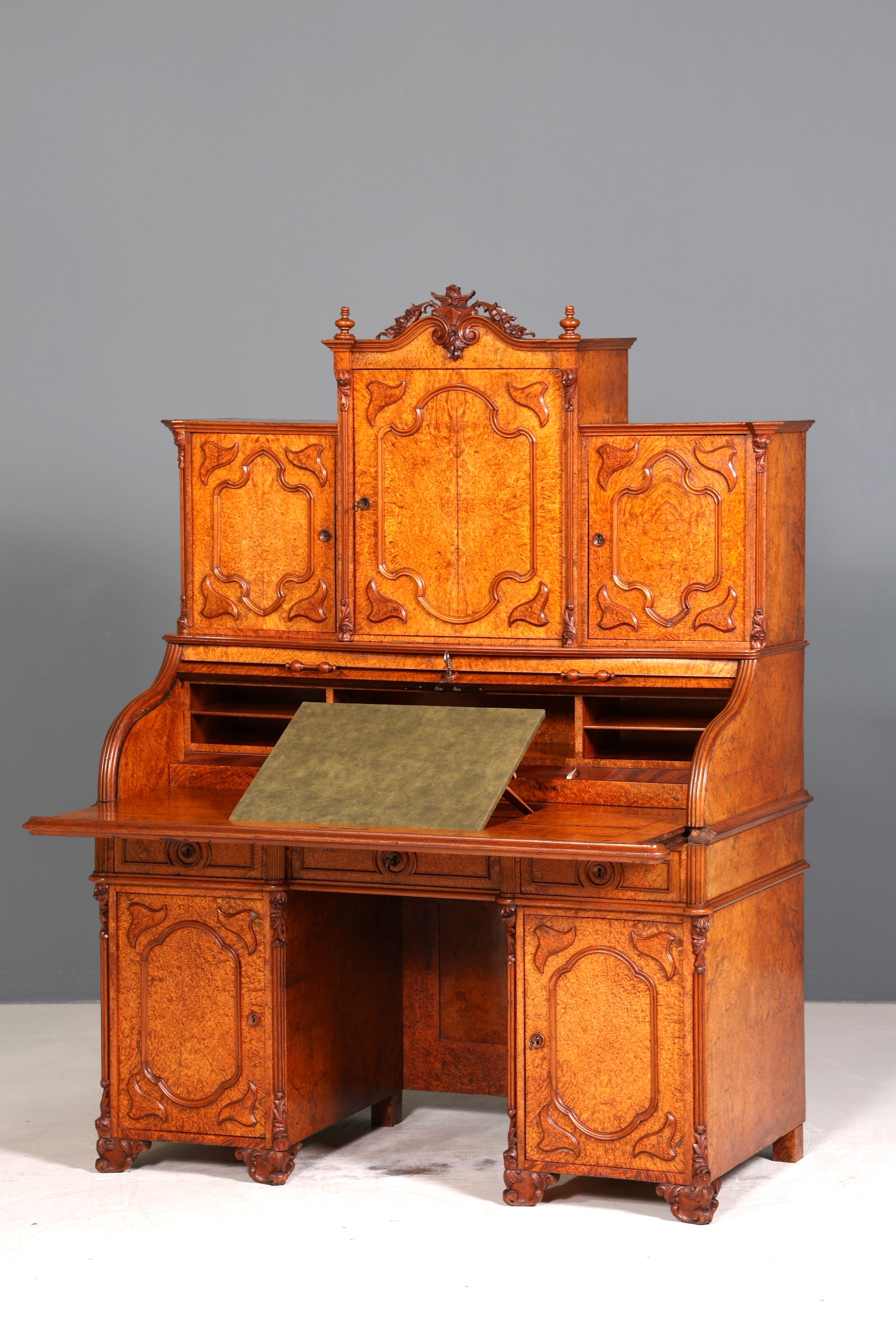 Beeindruckender Louis Philippe Sekretär Antik Rollladen Sekretär Schreibtisch Nussbaum Aufsatzsekretär