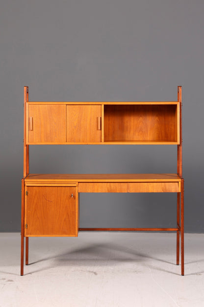 Wunderschöner Mid Century Schreibtisch mit Regalaufsatz Teak Danish Design Bürotisch Vintage 60s