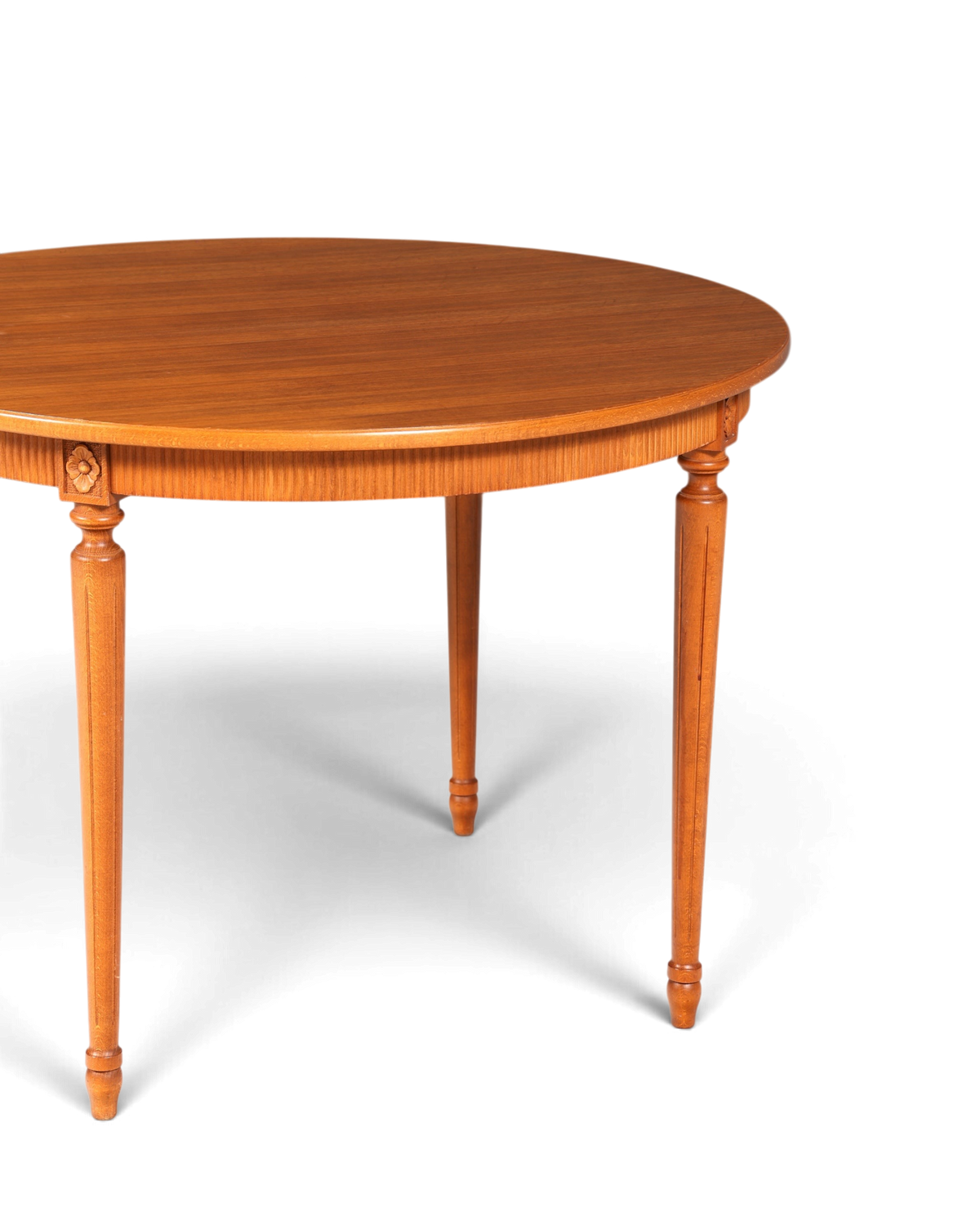 Hauptstadt Möblerei runder Esstisch aus massivem Holz im eleganten gustavianischen Stil mit feiner Maserung