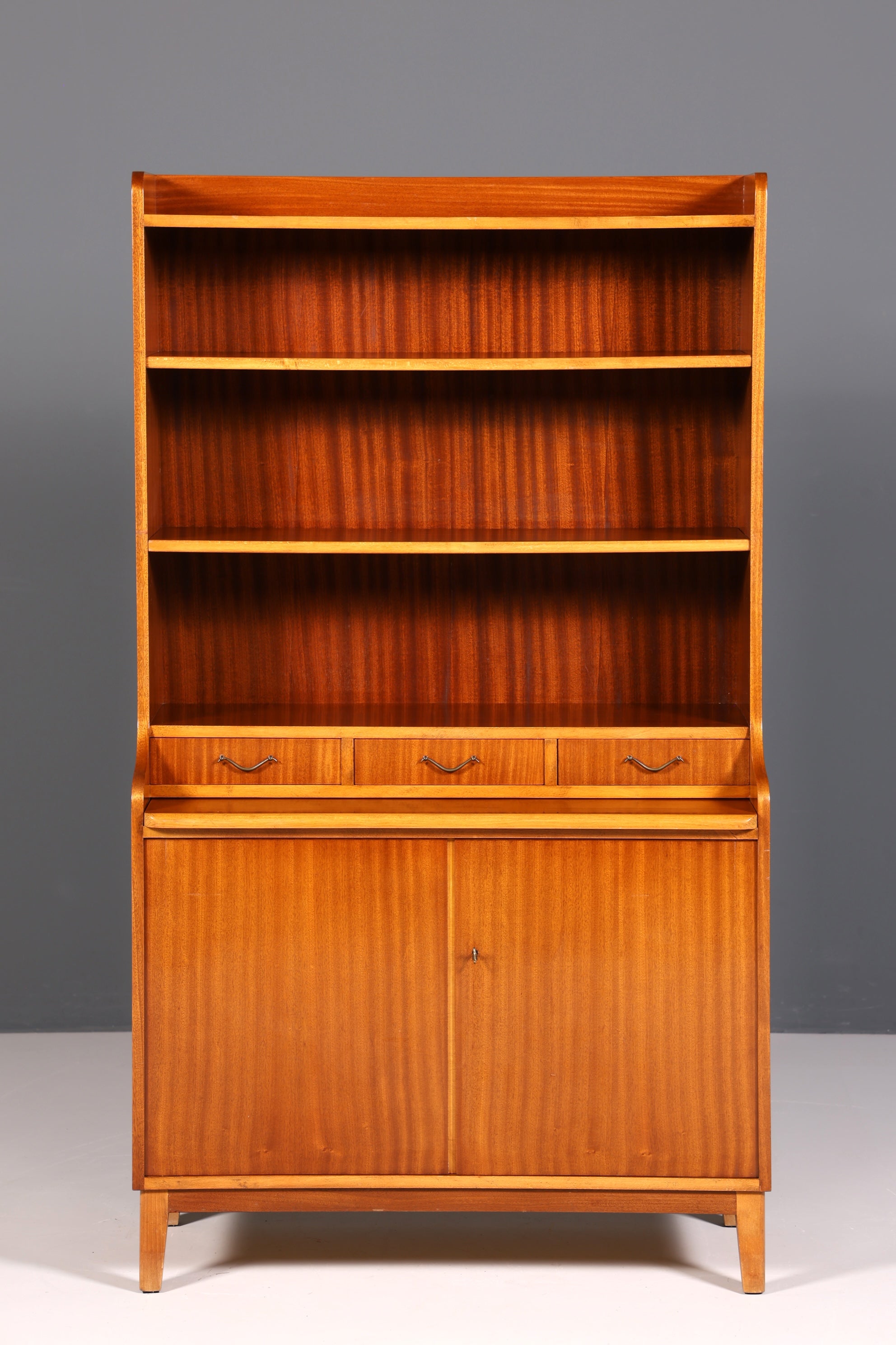 Wunderschöner Mid Century Schrank Bücherregal Vintage Sekretär Highboard Holz Regal
