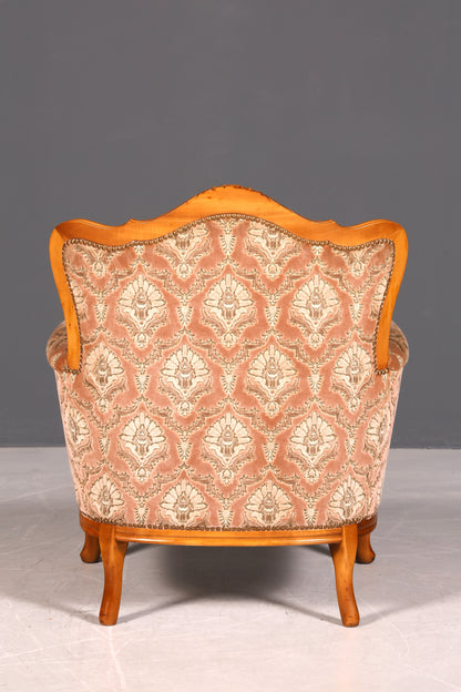 Edler Chippendale Armlehnsessel Barock Stil Sessel Armchair Samt Stoff Sessel 1 von 2