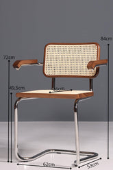 Korbgeflecht Freischwinger Armlehnstuhl "Milano" Made in Italy Braun Küchenstuhl Wippstuhl