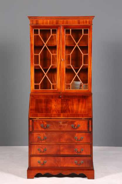 Wunderschöner Englischer Sekretär Büro Aufsatzsekretär Antik 60S Vitrinen Schrank UK