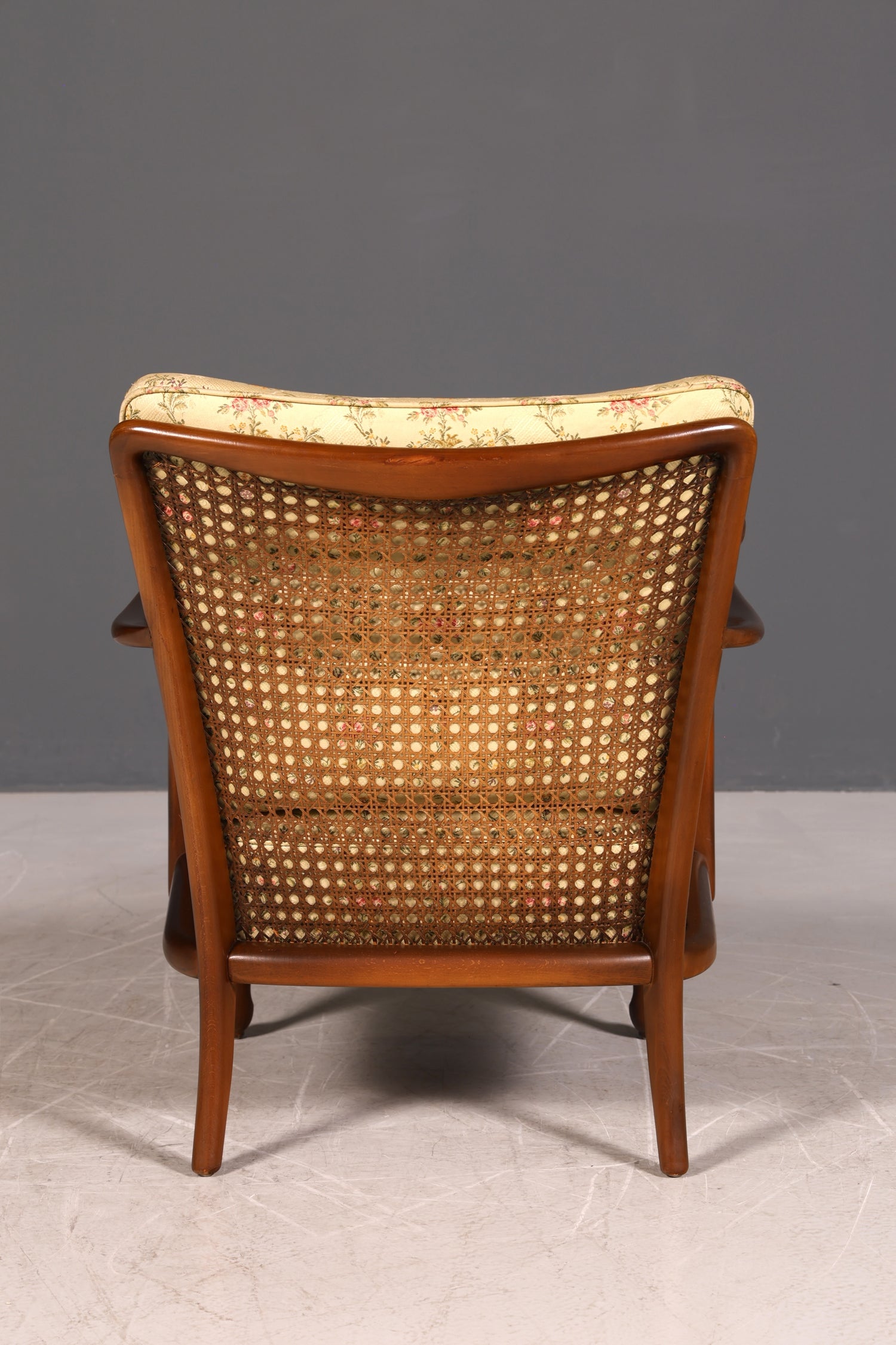 Traumhafter Chippendale Sessel Antik 60s Korbgeflecht Relax Sessel Vintage Samt Stoff 2 von 2
