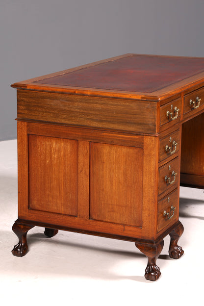 G362 Finish Wunderschöner Englischer Schreibtisch echt Lederauflage Bürotisch Antik Stil Office Desk (Kopie 2)