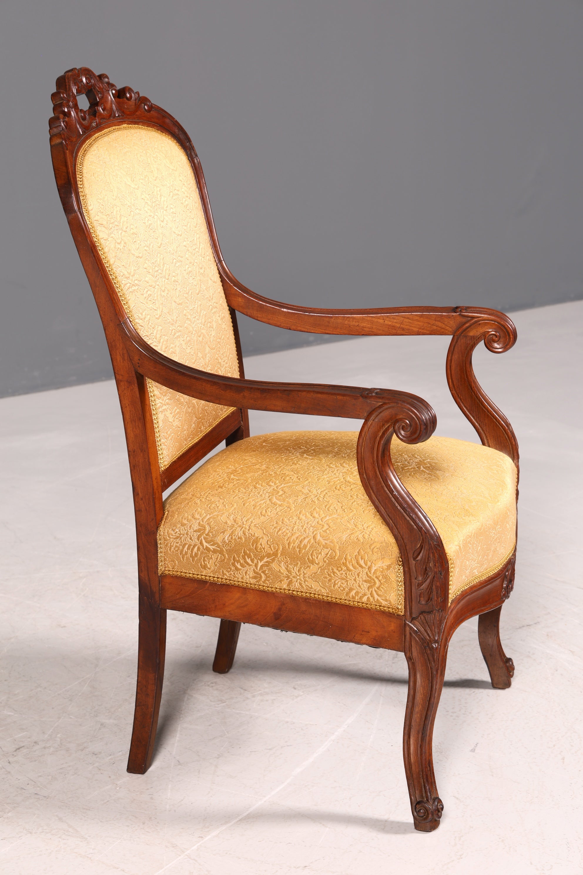 G040 Finish Edler Chippendale Armlehnsessel Barock Stil Sessel Armchair Samt Stoff Sessel