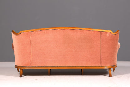 Elegant Chippendale Sofa Baroque Style Velvet Fabric Couch 3-Seater Rococo Antique Upholstered Sofa