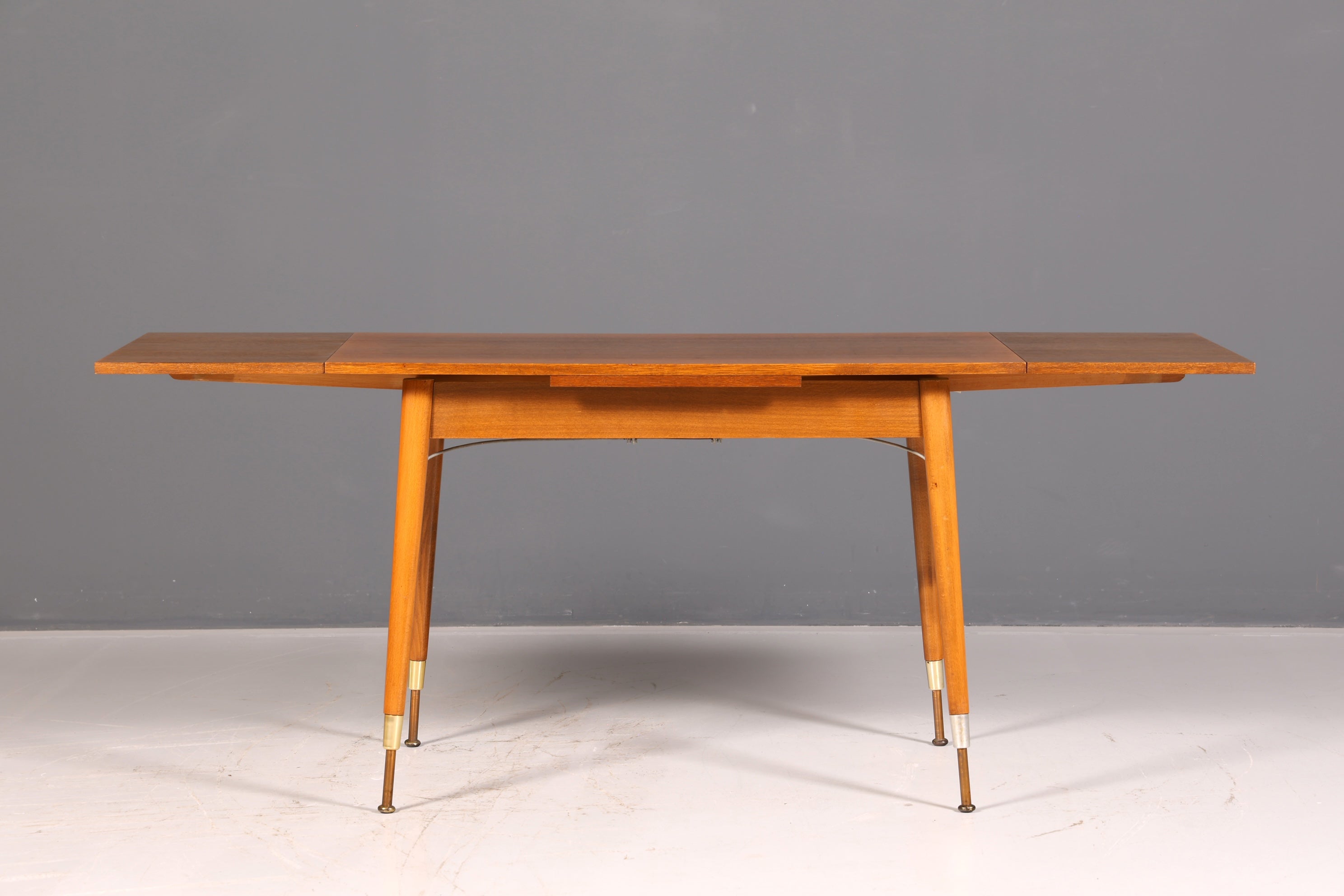 Beautiful mid-century kitchen table, vintage extendable height-adjustable dining table, 1960s wood