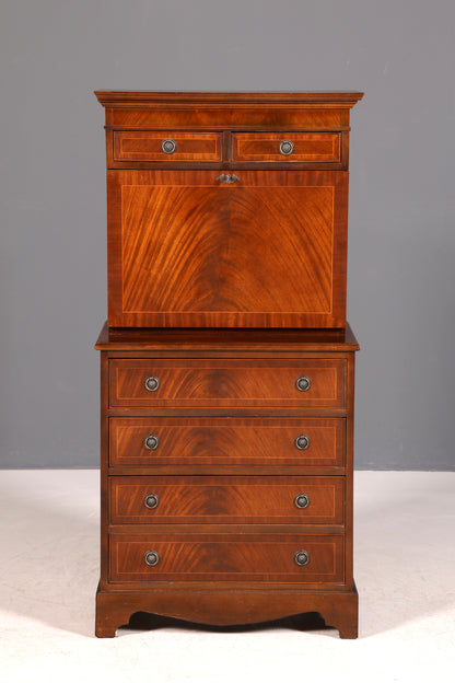 G026 Finish cm Wunderschöner Englischer Sekretär Büro Aufsatzsekretär Antik 60S Vitrinen Schrank UK