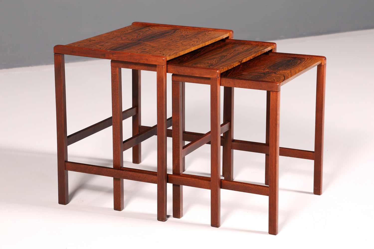 Filigranes Mid-Century Table Set, Rosewood Coffee Table, Set of 3, Side Table, Nesting Tables, Vintage
