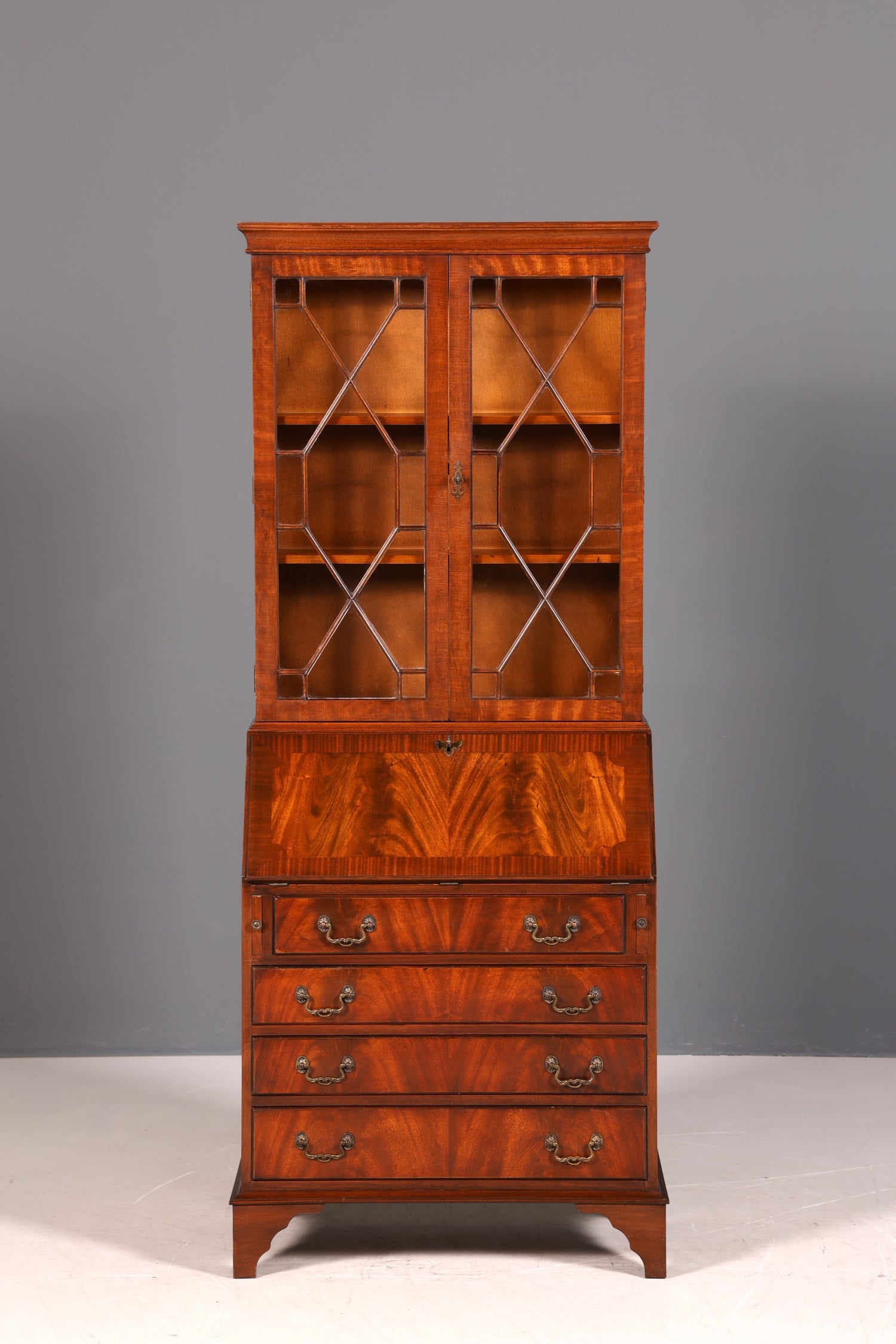 G394 Finish cm Wunderschöner Englischer Sekretär Büro Aufsatzsekretär Antik 60S Vitrinen Schrank UK (Kopie)