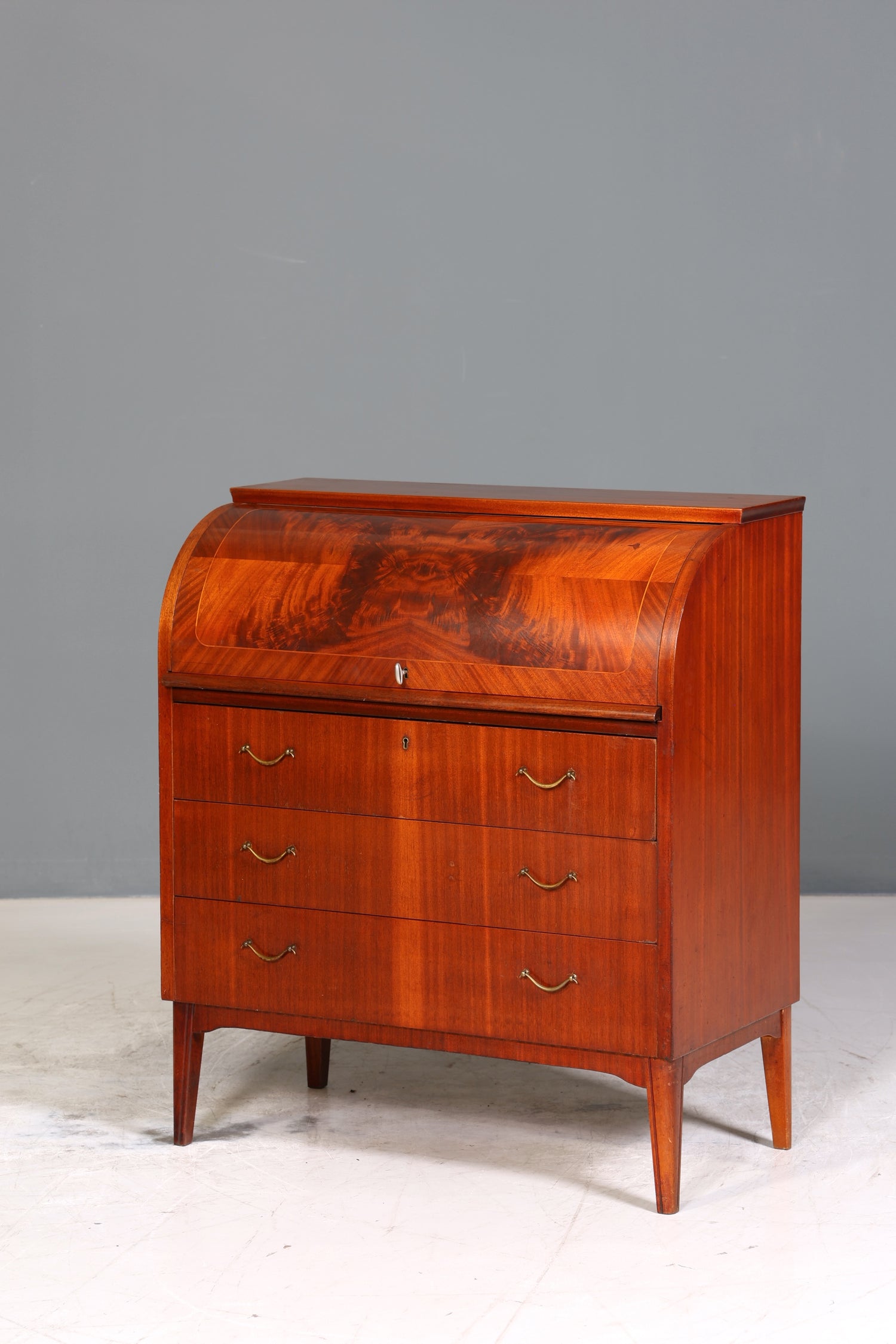 Traumhafter Mid Century Rollladen Sekretär Danish Design echt Holz Rollladen Kommode