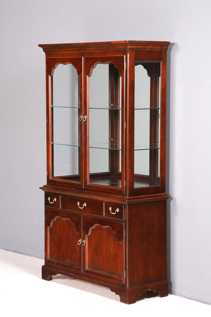 Wunderschöne Original Drexel Heritage Vitrine Bücherschrank USA Antik Schrank Buffet Regal Glasvitrine Massiv Holz Vintage