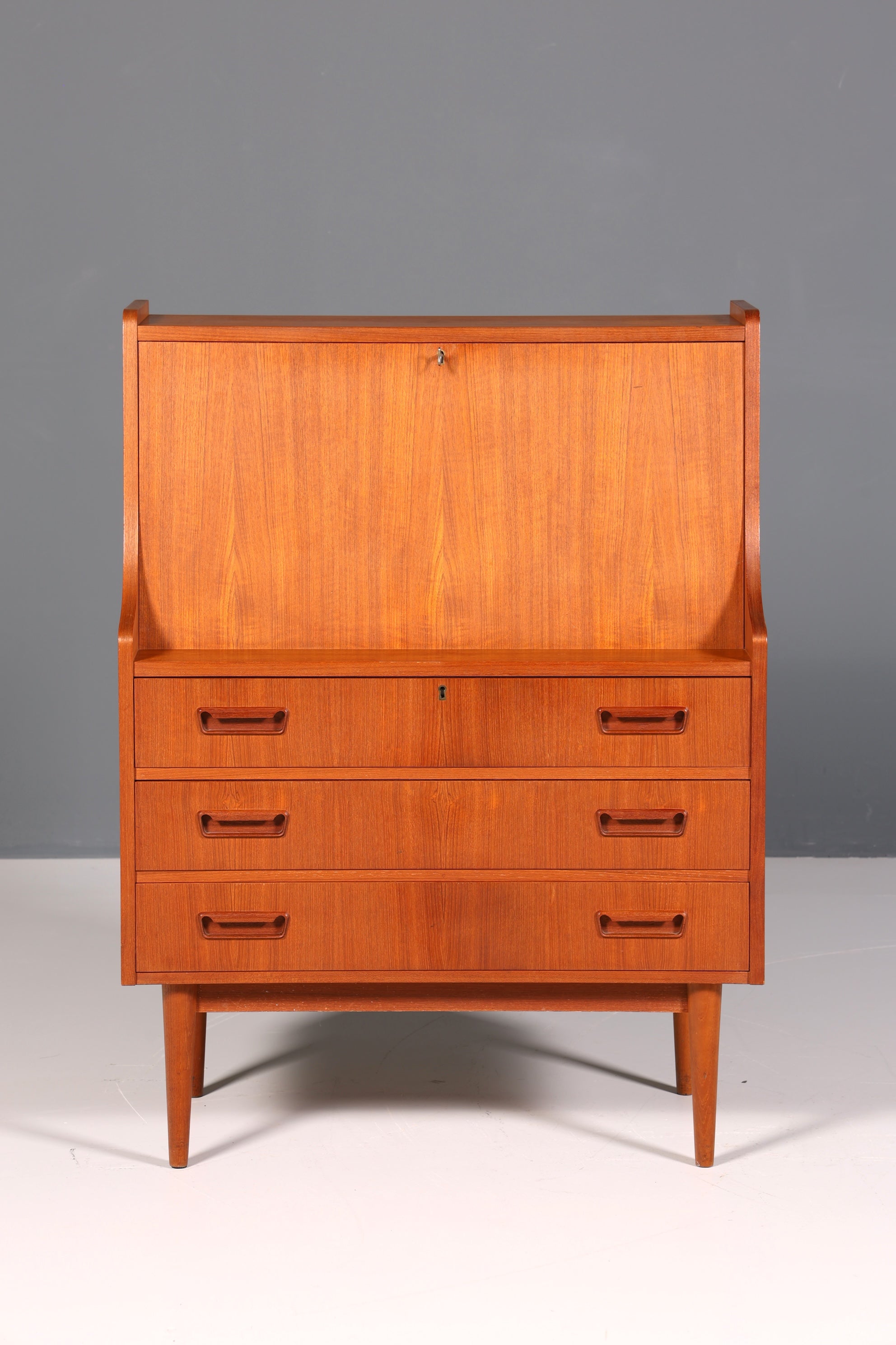 Stylish mid-century secretary desk by Gunnar Nielsen for Tibergaard, teak wood writing desk, 1960s