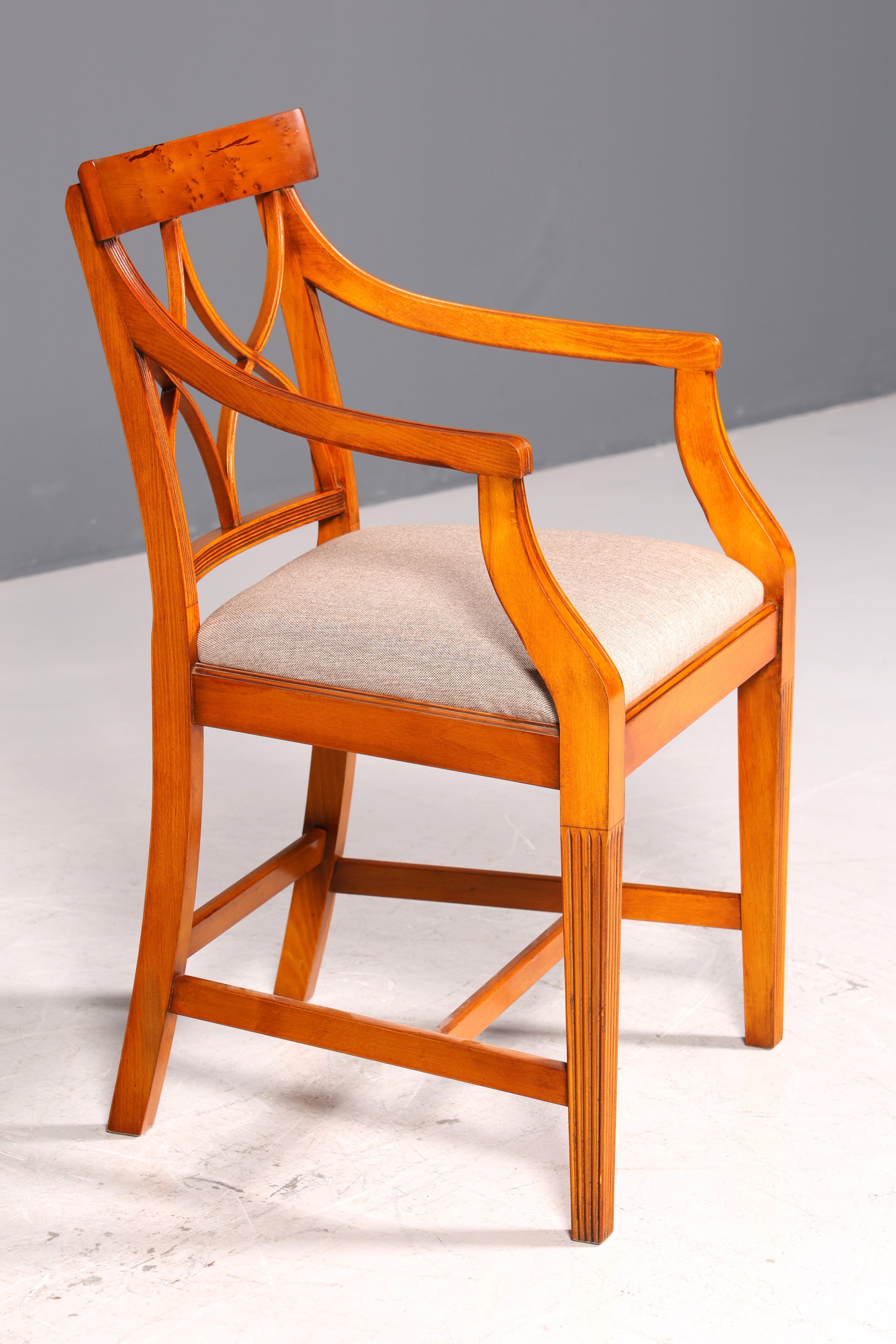 Beautiful Bevan Funell Chair Armchair English Yew Reprodux Antique Secretary Chair UK Upholstered Chair 1 of 2