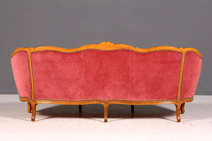 G064 Finish cm Wunderschönes Chippendale Sofa Barock Stil Couch Samt Stoff 3 Sitzer