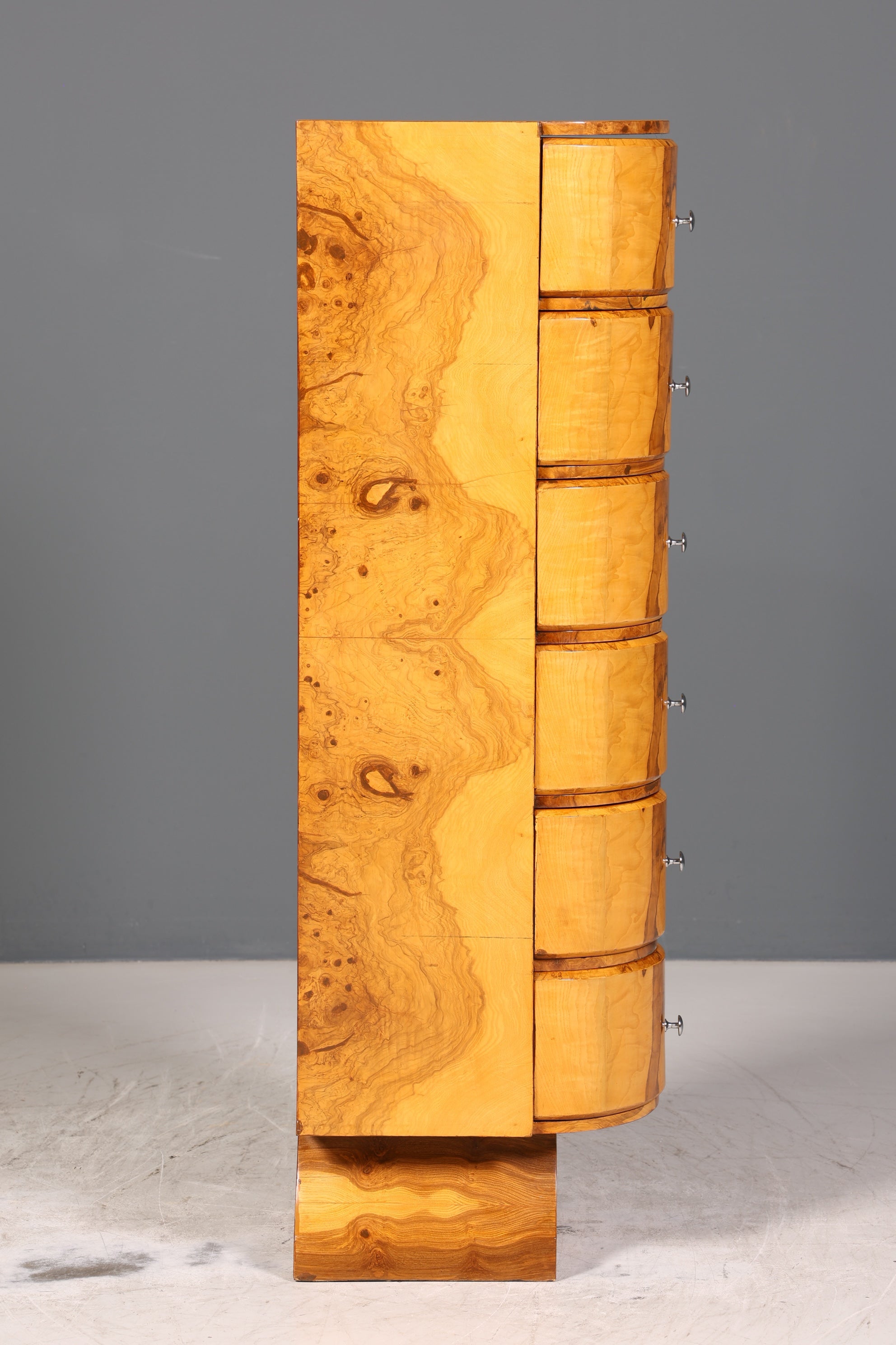 Traumhafte Art Deco Stil Birke Highboard Kommode Vertiko Schubladenkommode