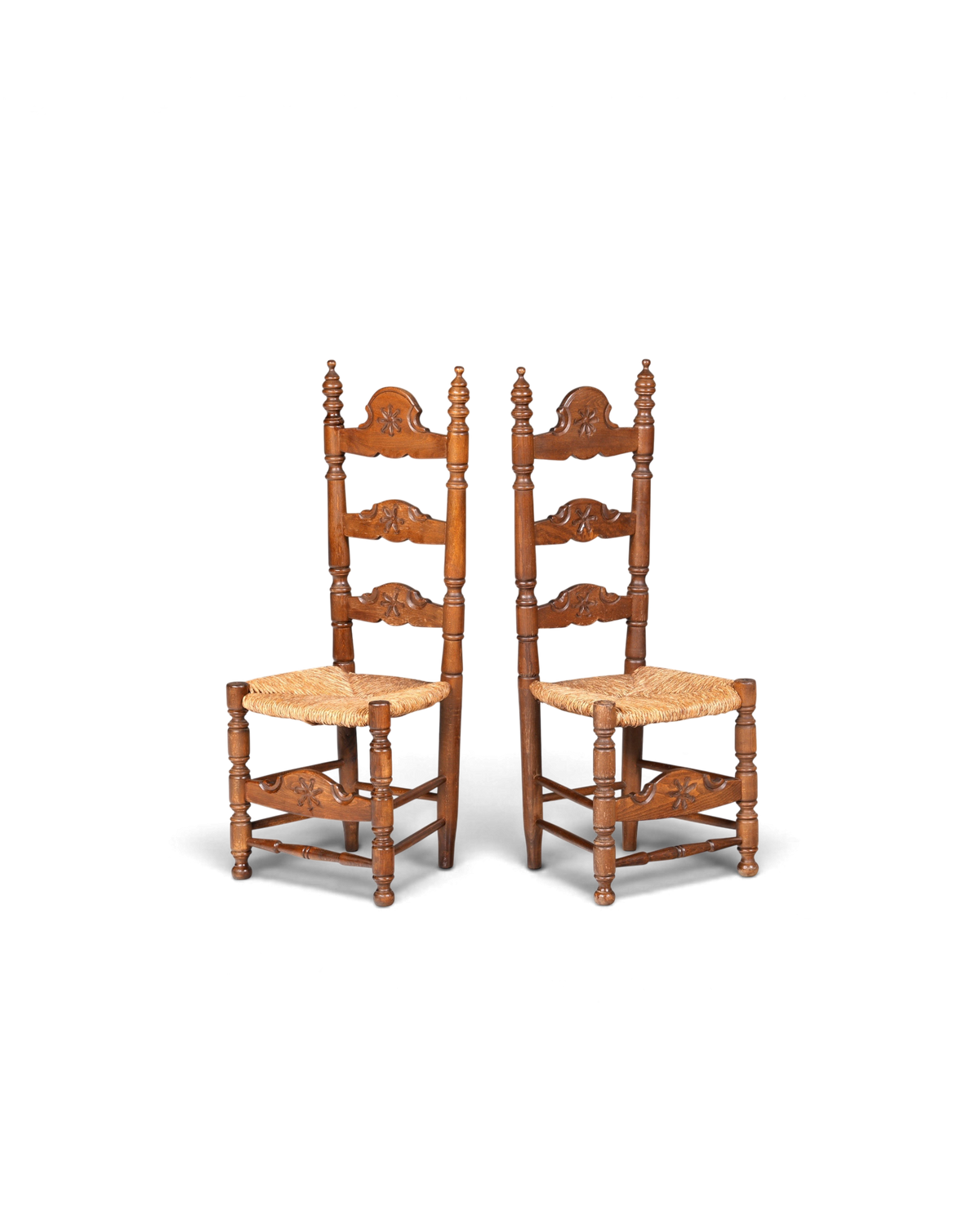 2x Wunderschöne Spanische Stühle Stuhl Set Rattan Rustikale Stühle Küchenstühle