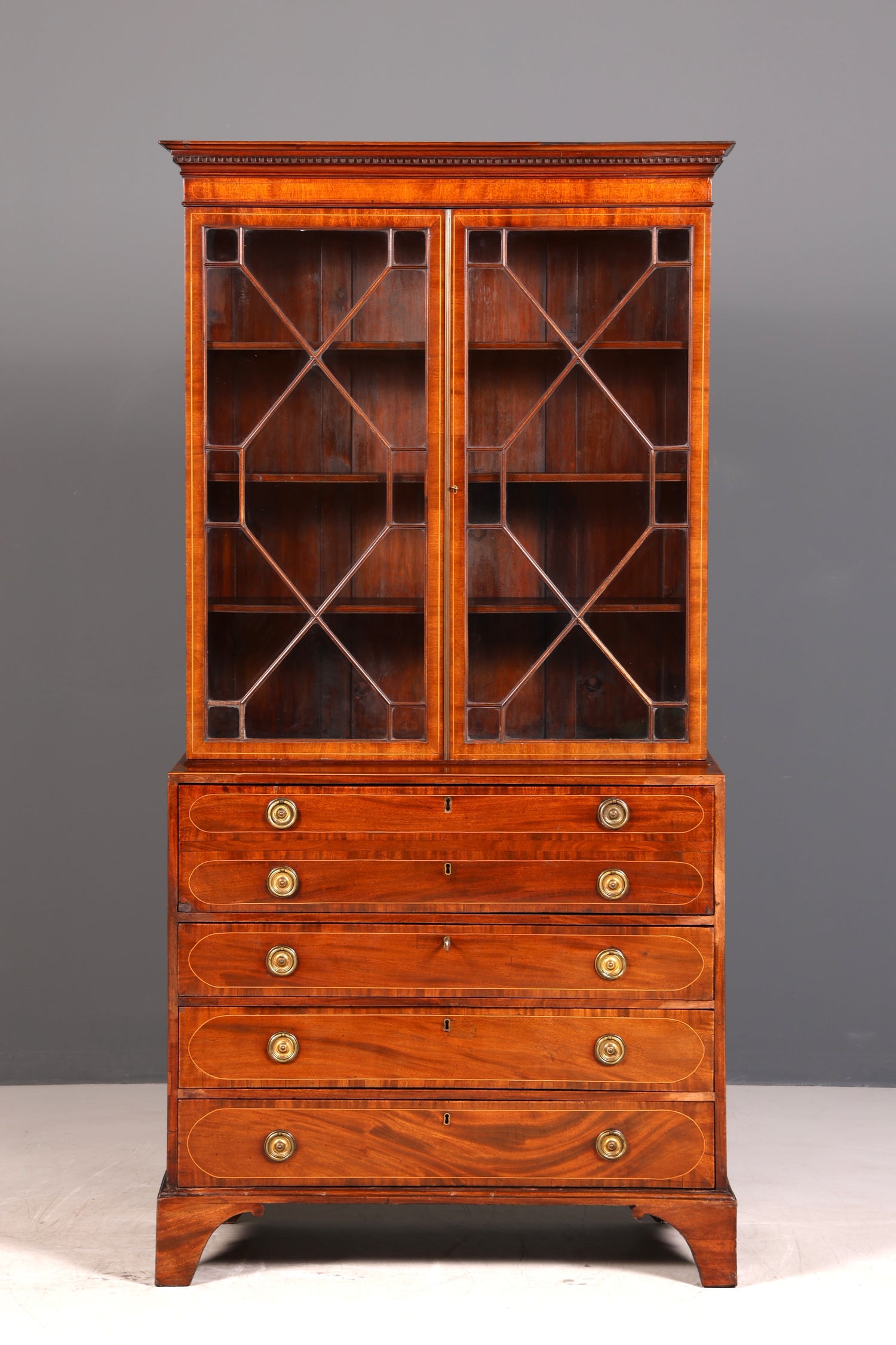 G785 Finish Wunderschöne Englische Vitrine Bibliothek Sekretär echt Holz Antik Schrank Regal (Kopie)
