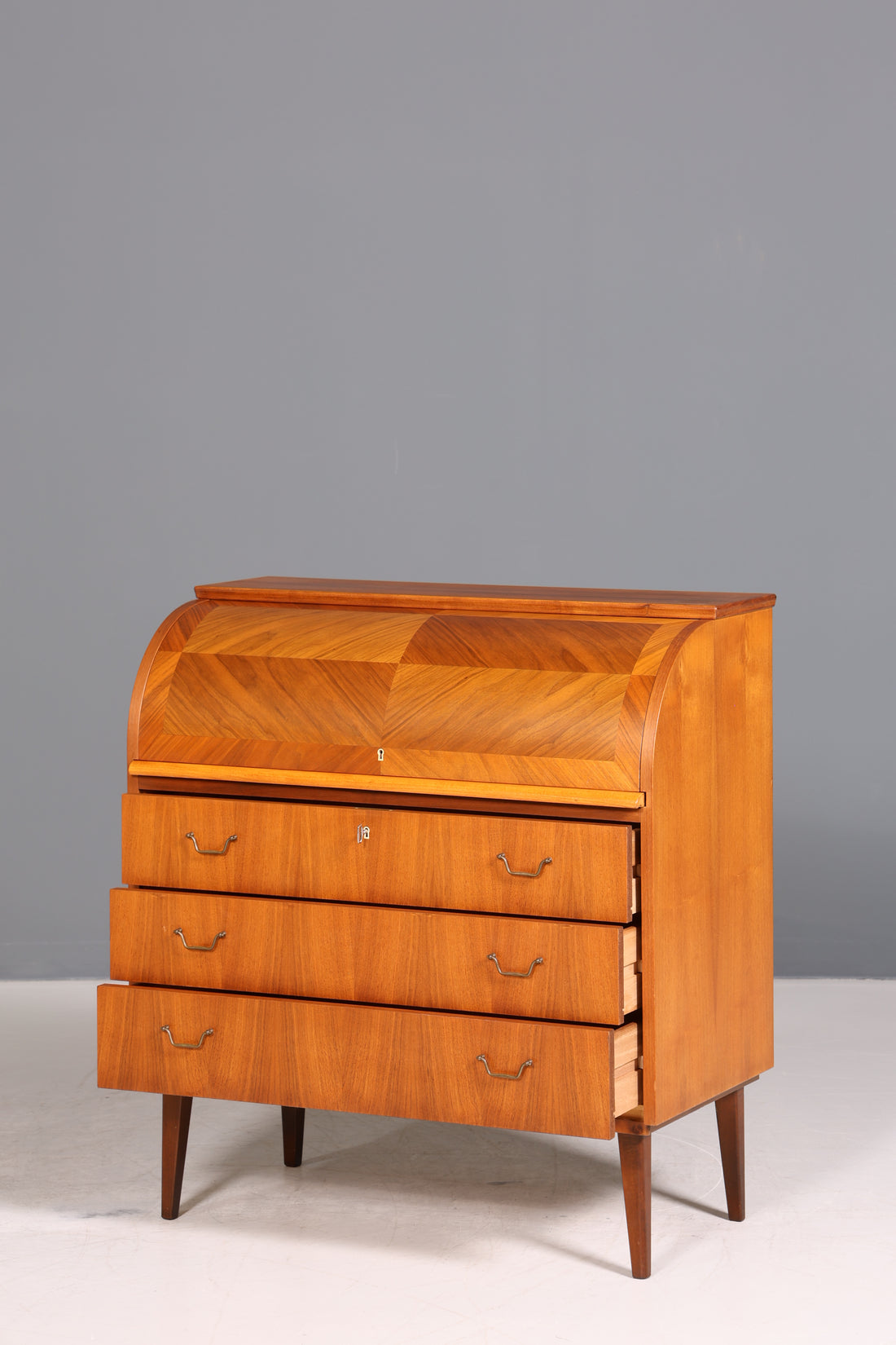 Traumhafter Mid Century Rollladen Sekretär echt Holz Büro Schrank Vintage Schreibkommode