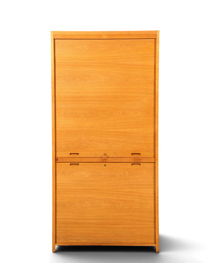Schlichter Mid Century Rollladenschrank Bauhaus Vintage Apothekerschrank Art Deco Büro Aktenschrank