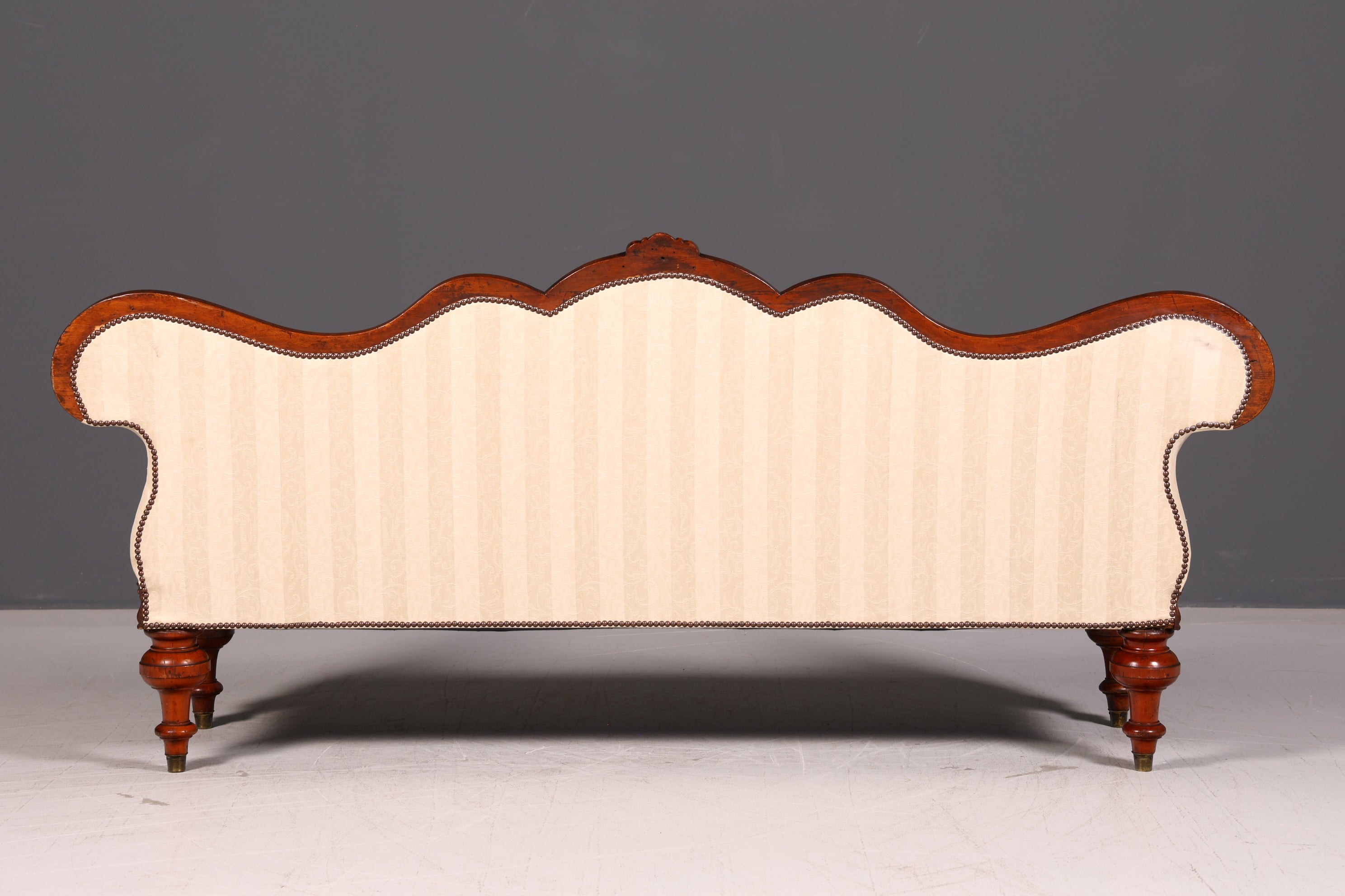 Wunderschönes Original Biedermeier Sofa Antik Louis Philippe Couch 3-Sitzer Creme Gestreift Polstersofa Récamiere