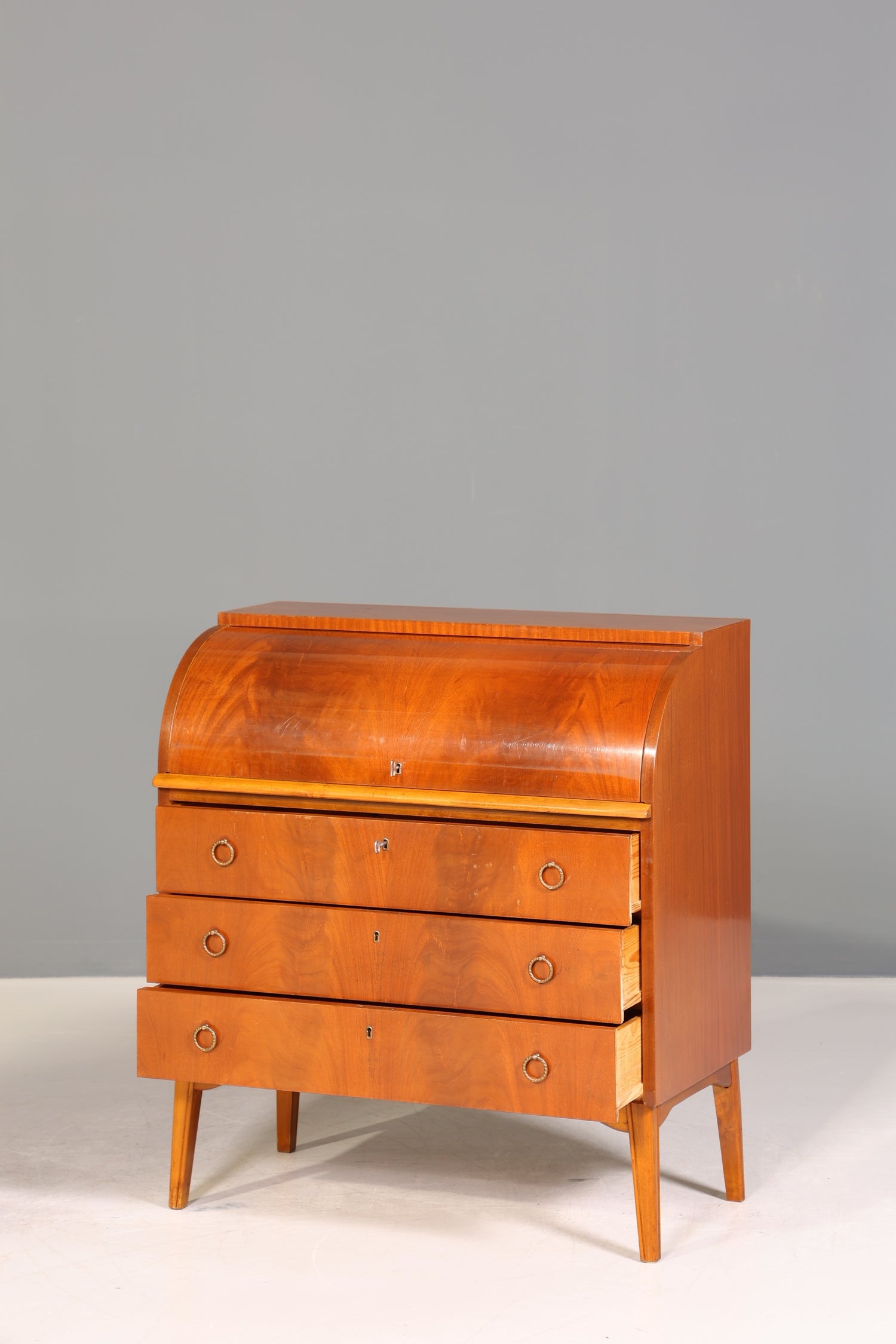 Wunderschöner Mid Century Rollladen Sekretär echt Holz Büro Schrank Vintage Schreibkommode