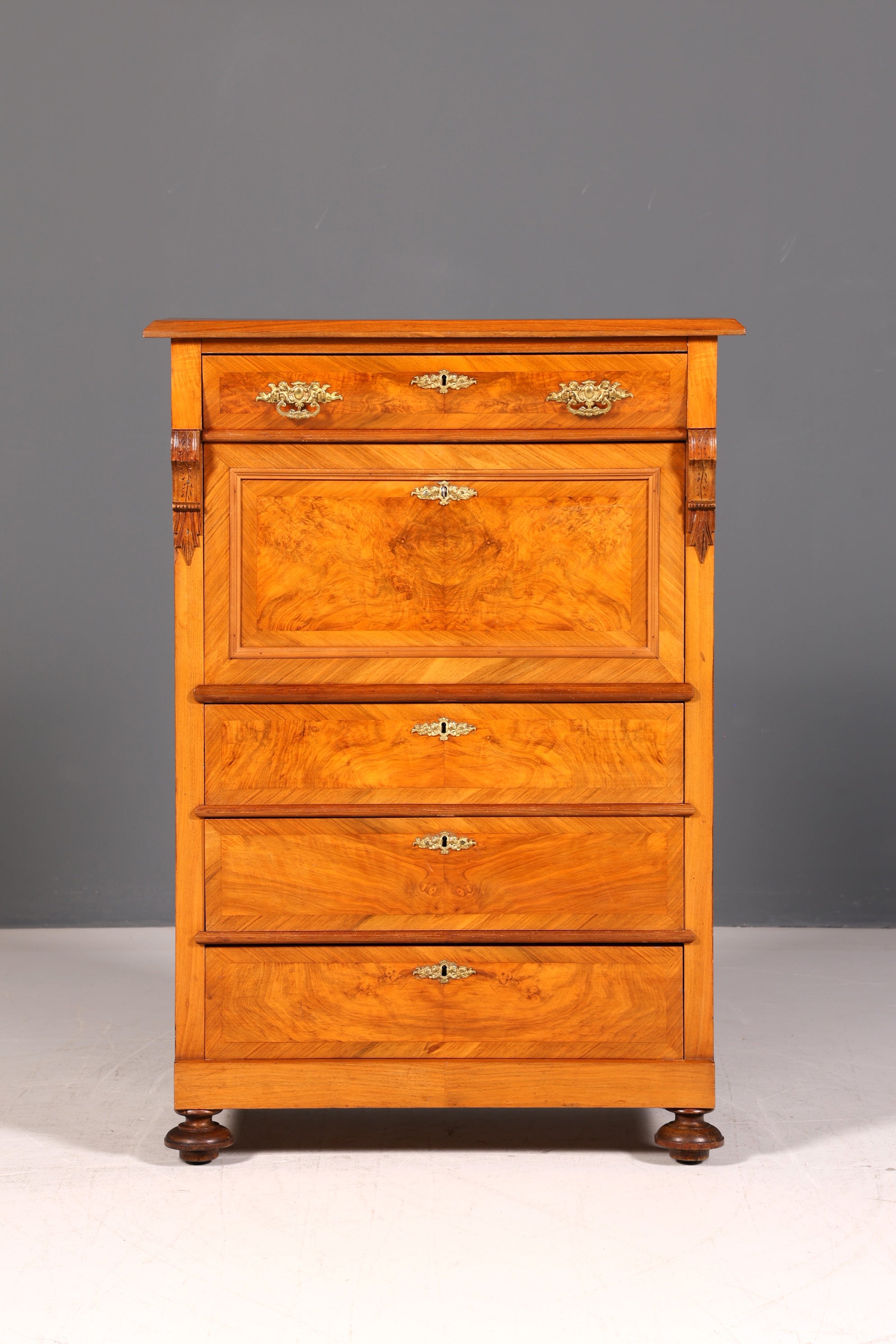 Edler Gründerzeit Sekretär Vertiko Highboard Louis Philippe Kommode Antik um 1880 Schreibsekretär