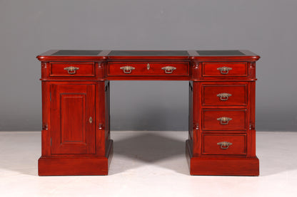 Wunderschöner Englischer Schreibtisch Mahagoni Lederauflage Bürotisch Office Desk Antik Vintage