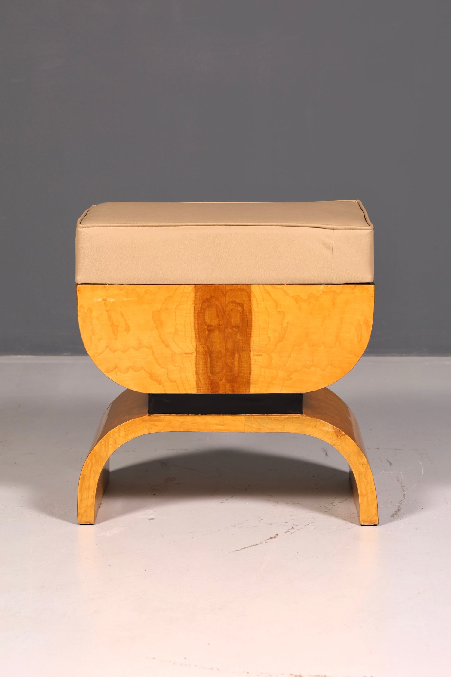Beautiful Art Deco-style stool, birch, seat stool, footstool, footrest, antique vintage