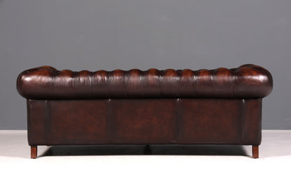 F965 Finish cm Wunderschönes Original Chesterfield 2er Sofa Englisch Oxblood Leder 2- Sitzer Couch