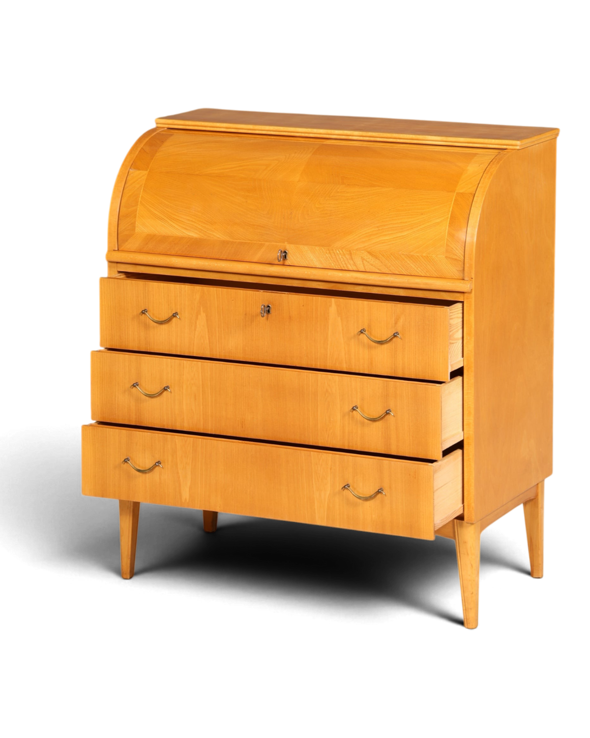 Stilvoller Mid Century Rollladen Sekretär echt Holz Büro Schrank Vintage Schreibkommode